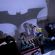 It’s not Batman, but close enough. It’s shining over a Lego movie theater, so Bruce is probably hanging out in the alley.